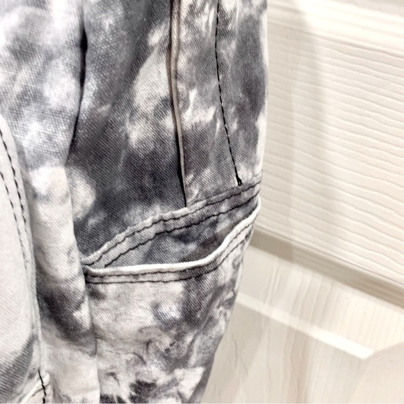UO Black White Marble Tie-Dye Slouchy Backpack